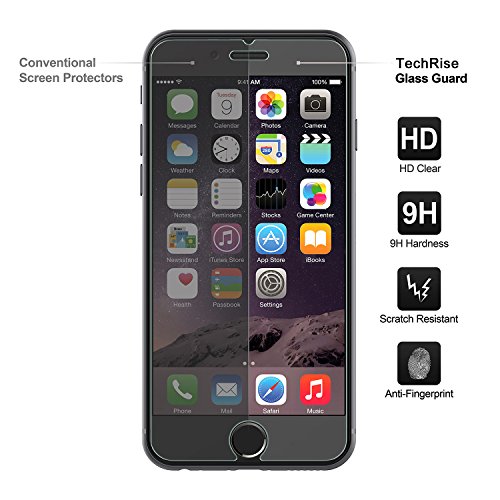 iPhone 6S Screen Protector,TechRise 2-Pack [3D Touch Compatible] iPhone 6S 6 Ultra-Clear Premium Tempered Glass Screen Protector Film with 9H Hardness and Easy Bubble-Free Installation
