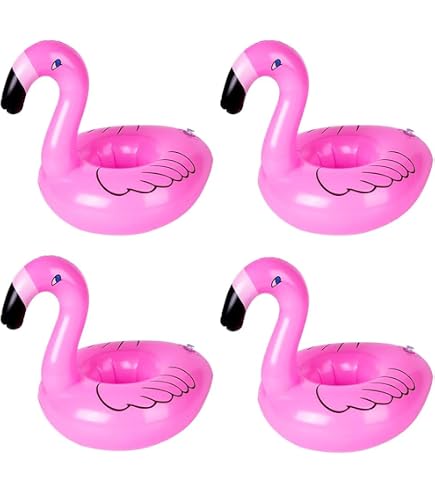 LEGAMI Lot De 2 Porte-Boissons Gonflables Flottants Forme Fleur - Paillettes Colorées - Pour Verres & Canettes - Diamètre 18 Cm
