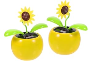 Toyvian 2 piezas de girasol bailando flores solares juguetes solares con energía solar balanceo animado bailarín juguete para oficina en casa escritorio decoración del coche adornos divertidos