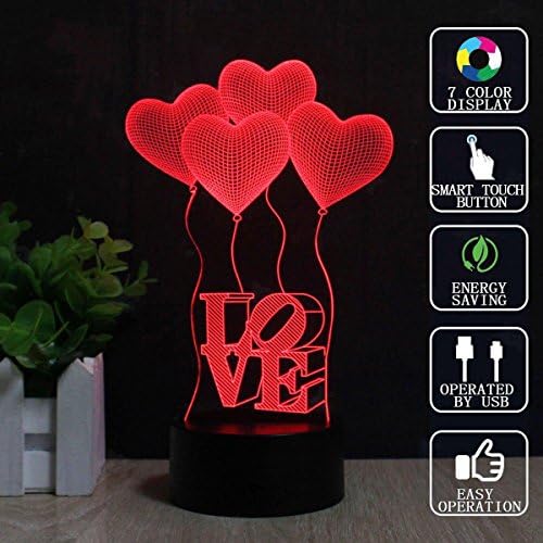 REDOI Love Balloon 3D Illusion Lights Colorful LED Touch Button USB Birthday Bride Christmas Gift