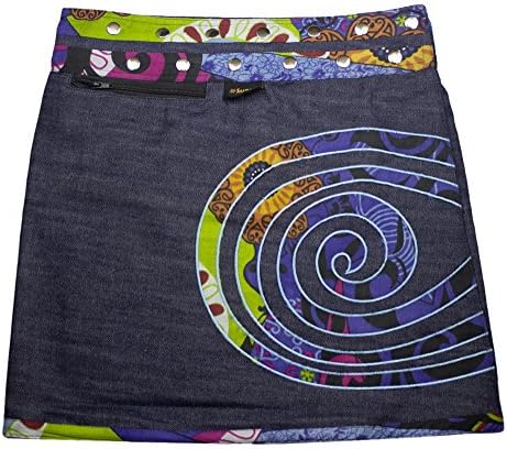 SUNSA ladies skirt jeans skirt summer skirt wrap skirt mini skirt reversible skirt, 2 in 1 with adjustable size