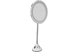 Wakects Förstoringsspegel 10x LED-ljus Justerbar Gås Hals | Makeup, Glas och Abs, 18 LED-beads, 3 AAA-batterier Ingår Ej, Sug