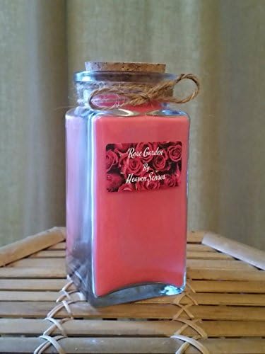 Large, Rose garden Scented Candle, Soy wax, Eco friendly, Flower scent, Vintage jar, Gift for her, by Heaven Senses, 10 oz
