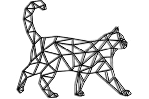 Pet-Jos Cat Wall Decoration Wooden Walking Cat Wall Deco Geometric Ornaments Minimalist Wall Art Hanging Decoration, Black