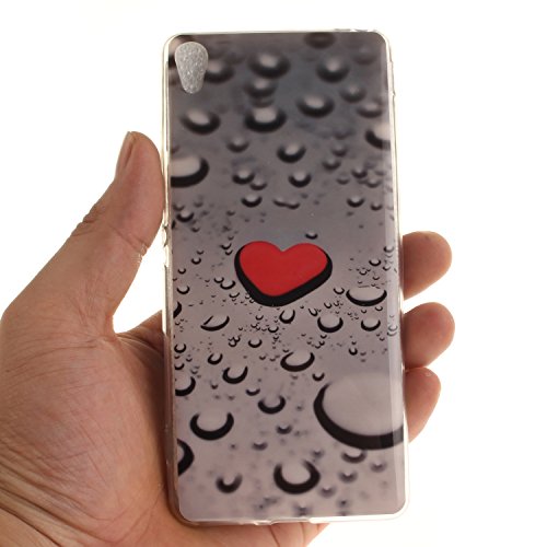 Sony XA Hülle, Xperia XA Hülle Case, Cozy Hut Sony Xperia XA Hülle TPU Case Schutzhülle Silikon Crystal Clear Case Sony Xperia XA (5 Zoll) Hülle Case Cover Ultra-Transparente Flexible TPU Bumper Handy Tasche Case Cover Etui Hülle mit Anti-Rutsch Kratzfest – Herzförmige Wassertropfen - 3