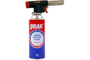 KROWN - Pack Profesional de Soplete de Cocina: Cabezal y Cartucho de Gas de 227g con Llama Ajustable, Ideal para Flambeado de Postres