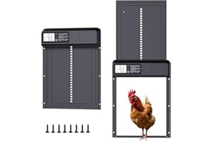 AFENAU Automatic Chicken Coop Door, Waterproof Automatic Chicken Door with Timer and Manual Mode, Anti-Pinch Chicken Coop Door Automatic Opener with LCD Display, Aluminium Alloy Chicken Coop Door Opener