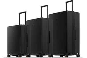 LEVEL8 Juego de Maletas de Viaje 3 Piezas Elegante Mate Maleta Cabina Rígida Equipaje de Mano Trolley con Ruedas Giratoria y Candado de TSA(Negro, 40L/65L/105L)