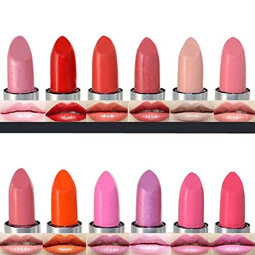 LUCKYFINE 12 PCS Beauty Kosmetik Make-up Langlebige helle Lippenstift set