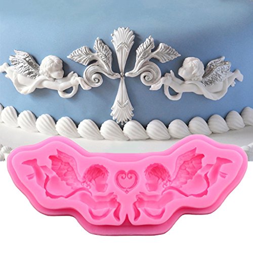 Gazechimp Silikon-Form für Fondant/Schokolade/Zuckerverzierung, für Cupcakes, Mehr Form – Rosa Amor Engels, 15,5×4,4×1,1 cm - 2