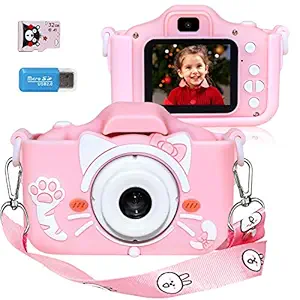 Langwolf Kids Digital Camera for Girls and Boys, Kids Selfie Photo Video Camera Camcorder with 32 or 16GB SD Card, Gifts for Girls and Boys Age 3 4 5 6 7 8 9 Years Old