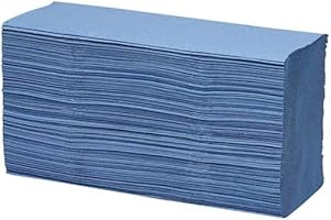 Stuff 4 Office – Blue V-Fold Paper Hand Towels – 1-Ply, 300 Sheets per Sleeve – 210mm x 245mm – Interfold Design – Ideal for Dispensers, Washrooms, Kitchens