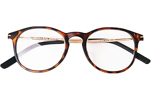 Mini Brille Occhiali Rotondi Anti Luce Blu, Stile Vintage, Custodia in Omaggio, Montatura in Plastica con Aste in Acciaio Inox, Computer Occhiali da Lettura Donna e Uomo