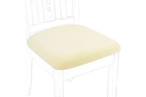 PiccoCasa Dining Chair Seat Covers Set of 6, Velvet Chair Seat Cover with Ties for Dining Room - Stretch Dining Chair Covers for Wedding Hotel, Removable Washable Cream Chair Covers