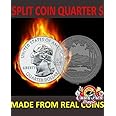 Magic Quarter Dollar Split Coin / Us 25 Cent Split Coin Magic / Coin Thru Bag