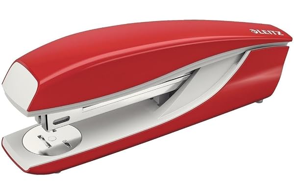 Leitz Agrafeuse de Bureau, Capacité 40 Feuilles, Rouge, Boîtier Métallique Ergonomique, Agrafes Incluses, Gamme NeXXt, 55040025