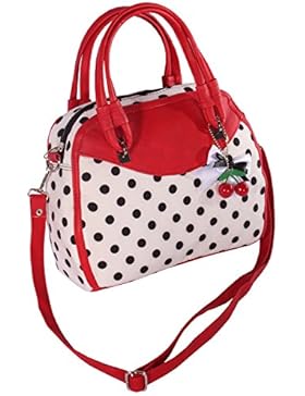 SugarShock Damen Fifties POLKA DOTS rockabilly Cherry Bow Handtasche Tasche