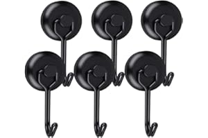 YADODO Magnethaken Extra Stark für Grill 13KG Neodym Magnet Haken Edelstahl Magnete Mit Haken Drehbar Magnetischer Haken für Decke Magnettafel Küche Büro Schließfächer 6 Stück Schwarz