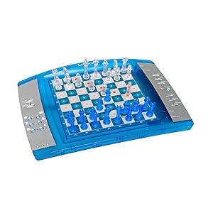 Lexibook, ChessLight, Juego de ajedrez electrónico táctil, Teclado Sensible y Efectos de luz y Sonido, 32 Piezas, 64 Niveles de dificultad, batería, Azul/Gris, LCG3000