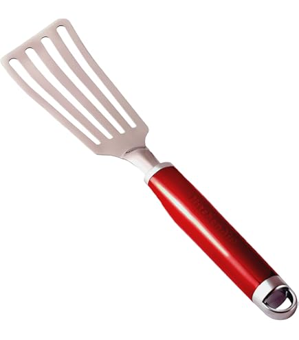 Spatule En Acier Inoxydable Avec Manche En Bois – Lame Fine Ajourée 16 Cm – Pour Poisson, Crêpes, Omelettes – Longueur Totale 28 Cm - 6