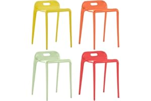 vidaXL 4X Taburetes Apilables Plástico Mobiliario Decoración Hogar Terraza Patio Jardín Diseño Sencillo Elegante Estables Duraderas Útiles Multicolor