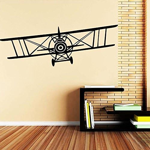 Airplane Wall Decal - Airplane Decor - Childrens Decor - Nursery Wall Decals - Airplane Sticker - Aviation Room Decor (18"h x56"w, white)