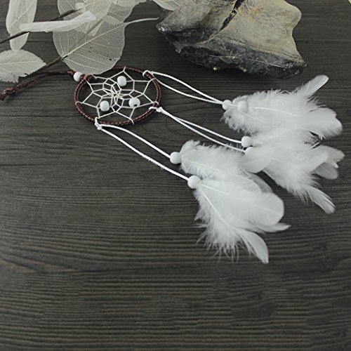 Mini Braun Kreis Weiße Feder Traumfänger Für Auto Hängen Dekor - 9