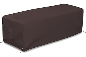 Covers & all Rectangular Fire Pit Cover, Rectangle shape, 12 Oz Waterproof UV & Weather Resistant, Patio Lawn Garden Backyard Outside, with Air Vents & Drawstrings (32"W X 22"D X 17"H Inches, Coffee)