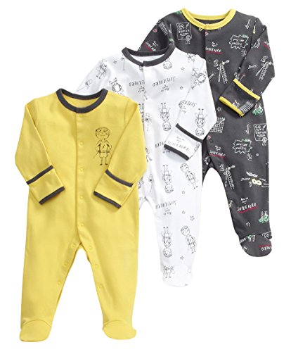 Mamas and Papas Baby-Boys 3 Pack All-in-One Superhero Bodysuit, Multicolour, 3-6 Months