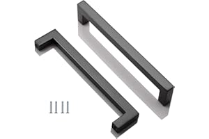 ANSIEDIO 2 Pièces Acier Inoxydable Cuisine Armoire Porte Poignées Placard Tiroir Chambre Meubles Poignee Tirer Entraxe 160MM, Noir, avec des vis