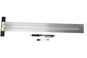 XYDESIGN T-Tipo di Incisione Righello, foro Righello Marcatura Righello In Acciaio Inox T Tipo di Foro Righello Ultra Precisione di Marcatura Righello T-Regola Carpenter Strumento Misura Carpenteria (400mm)