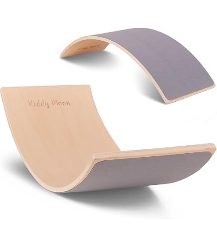 Wobbel Starter Tavola A Dondolo In Legno – Naturale Laccato Con Feltro Grigio Topolino – Per Bambini (70x27,5 Cm)