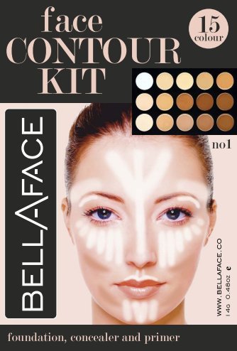 BellaFace Face Contour Kit & Highlighter Makeup Kit 15 Colour Cream Concealer Palette