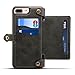 Produktbild KelaSip iPhone 6/7/8 Hülle [Abnehmbare Knopfhülle] PU Ledertasche,Brieftasche,Handyhülle mit Kartenhalter und Münzfach mit Reißverschluss an der Rückseite