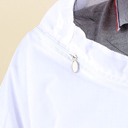 Yosoo Deluxe Baumwolle Polyester Professional Imkerbekleidung Imker Bienenzüchter Hut mit Veil Schutzausrüstung mit Reißverschluss für Bee Keepers, Weiß - 5
