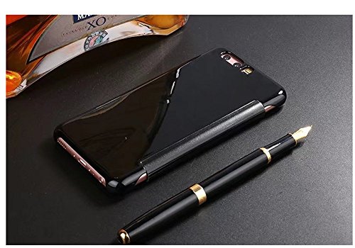 Qissy Funda Huawei P10 inteligente Fecha Hora Ver Espejo Brillante tir  n del caso duro Con del sue  o Despierte Funci  n  Huawei P10  Negro 