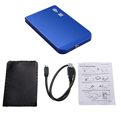 Unita ‚Festplatte – TOOGOO(R)Ausserhalb Box Gehaeuse fuer 2,5 „SATA HDD Festplatte Hard Drive USB 3.0 Kompatibel mit Windows 2000 / Windows Me / Windows 98 / XP / Vista / 7/8, Mac OS 9.1 / 10.8 -. Blau - 7