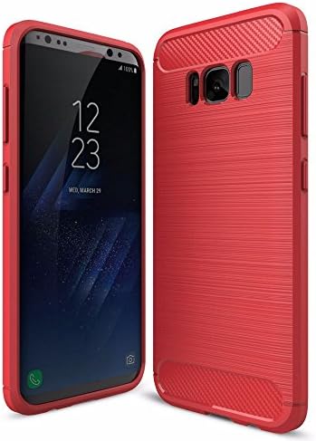 Samsung Galaxy S8 Galaxy S8 Plus Ligh Pink Red Premium Rubber Case Carbon Fiber TPU Armor Case Brushed Rugged TPU Case (Samsung Galaxy S8 Plus)
