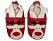 Soft Leather Baby boys or girls Shoes with Suede Soles by Dotty Fish with Suede Soles. Red Rudolph design - 0-6 months