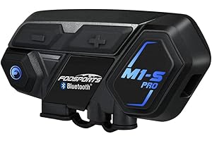 Fodsports M1-S PRO Interfono Moto V2.0, Condivisione Musica Interfono Casco mit Bluetooth 5.0, 8-Motociclisti Auricolari Bluetooth Moto con Audio Multitasking Cablato, Cancellazione del Rumore, IP65