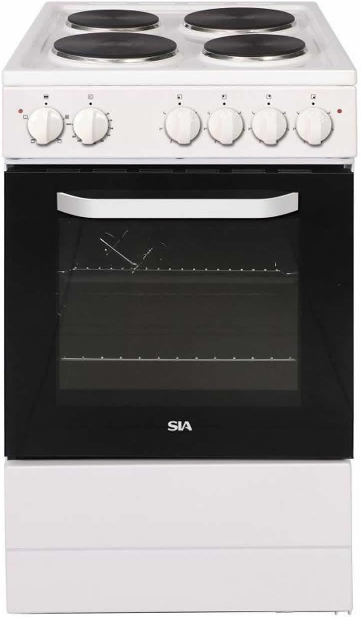 SIA ESCA51W Freestanding Electric Cooker Oven, 50cm Wide, 4 Zone Plate Hob, Grill Function, Internal Light, 2 Years Parts and Labour Guarantee Included