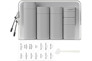 Sprigold Lot de 5 flacons de voyage brefs et tendance approuvés par la TSA, sans BPA, rechargeables pour shampooing, crème, après-shampooing, lotion, savon (Gris nordique)