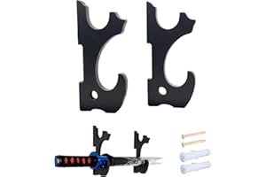 POELOISY Set di 2 Supporti da Parete per Spada Samurai in Legno Nero Regolabili | Espositore a 2 Livelli per Katana, Wakizashi, Tanto, Spada Laser e Cosplay | Ganci Muro Resistenti per Armi Decorative