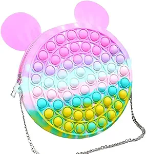 Toyshine Tr-Circle Animal Shape Handbag Pop it Popit Purse Bag Fidget Toys for Girls, Sensory Silicone Fidget Gifts for Kids Girls Women