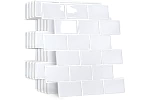 Yoillione Plus épais Credence Adhesive pour Cuisine Salle de Bain, Faux Carrelage Adhesif Mural Blanc Credence Cuisine Adhesive, Metro 3d Imperméable Dalle PVC Adhesive Murale, 10 Pièces