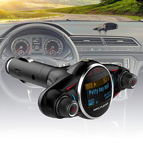 Preisvergleich Produktbild YSHtanj KFZ-Ladegerät, MP3-Player, BT08, Bluetooth, MP3-Player, USB-Ladegerät, AUX, Freisprechfunktion, FM-Transmitter - Schwarz