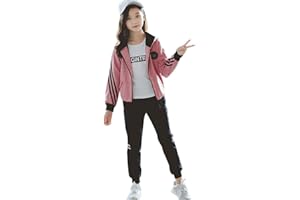 LSHDCER Children's Jogging Suit, Girls' Clothing Set, 2-Piece Sports Suit, Tracksuit, Tracksuit Jacket (Long-Sleeved Shirt), Jogging Bottoms Outfit Set