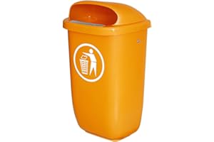 BRB Abfall- Behälter für den Außenbereich, Inhalt 50 Liter, nach DIN 30713, (orange)