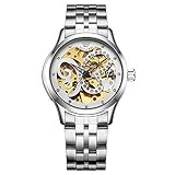 OUYAWEI Frauen Automatische Mechanik Skelett Zifferblatt Armbanduhr mit Edelstahl Band 1403-W
