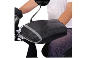 YJZQ Universal Motorcycle Handlebar Mittens Thickened Fleece Waterproof Windproof Thermal Scooter Motorbike Handle Warmers Handlebar Muff Cover Gloves Wide Opening, Black